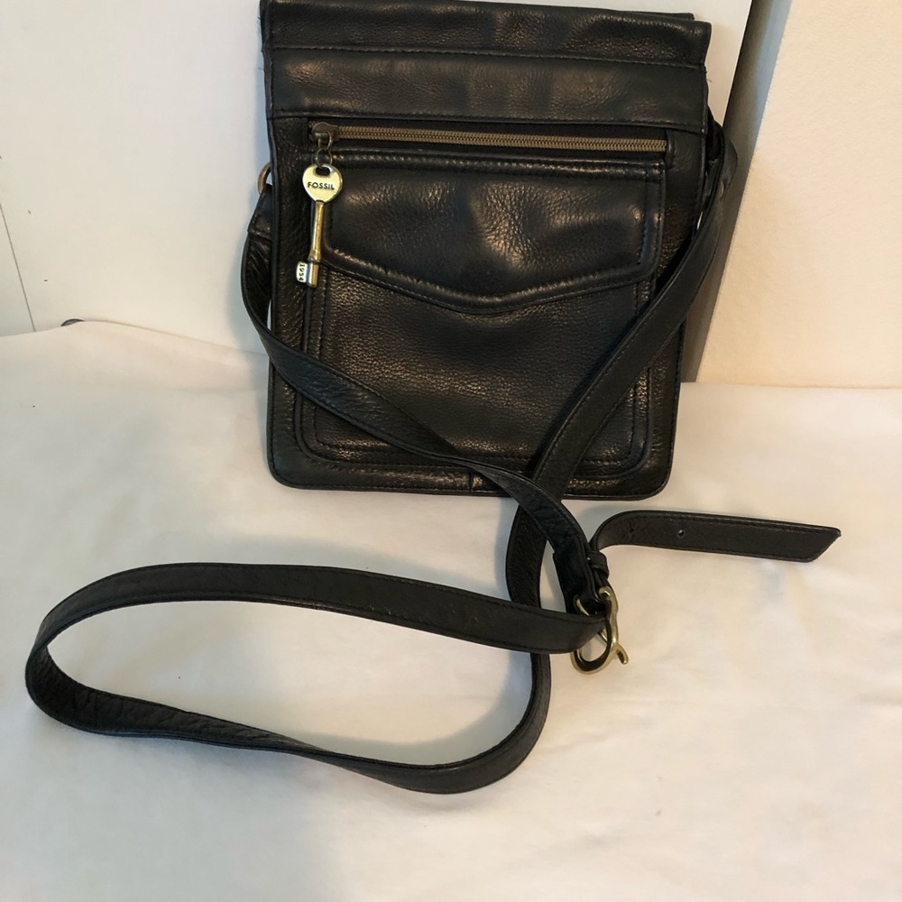 Fossil Black Leather Crossbody Bag